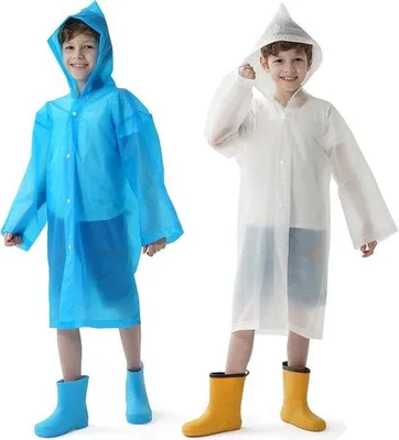 Produktbild von Famanu Regenponcho Kinder, wasserfeste Regenjacke mit Kapuze und Ärmeln, leicht und atmungsaktiv, für Schule und Outdoor