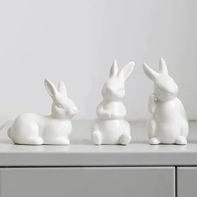 Immagine prodotto di Elzusha - Set di 3 coniglietti pasquali decorativi per interni