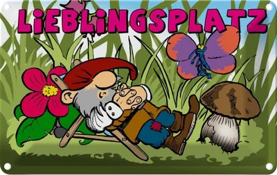Produktbild von vianmo Blechschild 12x18 cm Lieblingsplatz Zwerg im Garten Witz Humor Lustig Spaß Dekoration