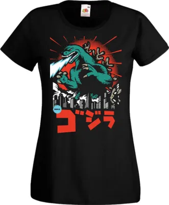 Obrázek produktu pro Dámské Tričko Manga Anime Godzilla Godzilla, Lady L / Černá