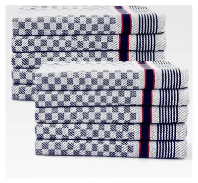 Produktbild von Küchentücher aus 100% Baumwolle 45x70 cm - 10er Set 220 GSM - Hochwertige Geschirrhandtücher, Spültücher kariert - Blau