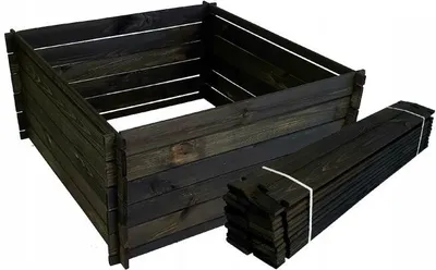 Produktbild von Stabiler Holzkomposter Kompostbehälter Komposter imprägniert 400L 95 x 95cm; Schwarz