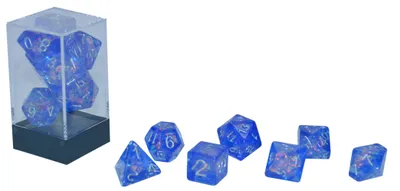 Produktbild von HOT Games Würfelset blau Kunststoff D20 D12 D10 D8 D6 D4