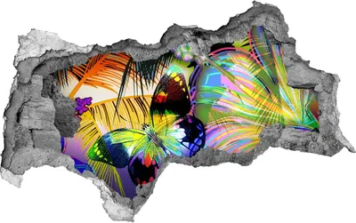 Produktbild von Selbstklebender Loch-3D-Aufkleber 95x73 cm Blumen und Schmetterling