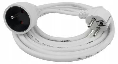 Image de Rallonge 1 prise 3m avec/sans 3x1,5mm2 BLANC