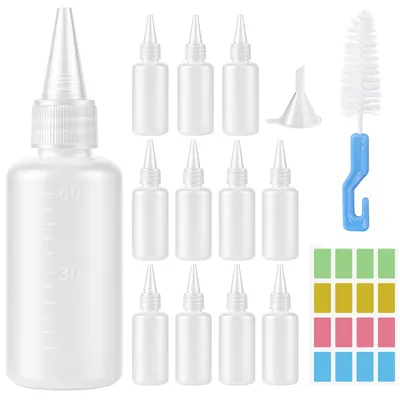 12 Knijpflaschen 60 ml, wiederverwendbar, für Öle & Saucen