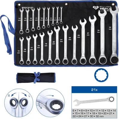 Obrázek produktu pro Brilliant Tools BT013121 Ratschen-Ringschlüssel-Satz