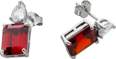 Produktbild von Ohrstecker Silber 925 rote weisse Zirkonia