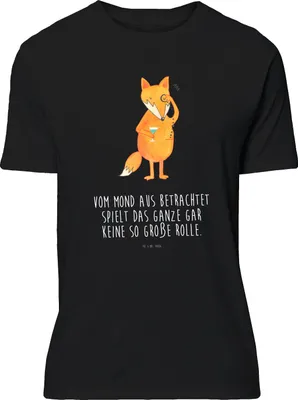 Produktbild von Mr. & Mrs. Panda Tshirt Fuchs Lord - Schwarz - Geschenk, S T-Shirt, oberteil, Spruch Lustig, Cocktail, Neugierig, Optimist, Jersey-Shirt, Schick, Shirt, Monokel