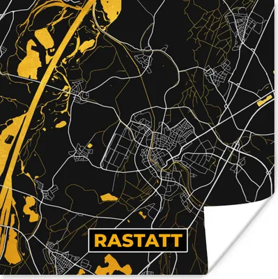 Produktbild von MuchoWow® Poster Gold - Deutschland - Karte - Rastatt 100x100 cm - Babyzimmer