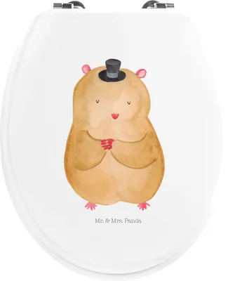 Produktbild von Mr. & Mrs. Panda Toilettendeckel Hamster Hut - Weiß - Geschenk, WC Sitz, Zwerghamster, Lustige Sprüche, Brille, Magier, klo deckel, Zauberer, Klobrille, Zylinder