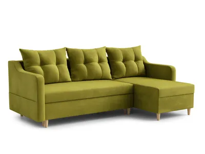 Image de AX LIVING Canapé d'angle en velours Balerno 224 cm - Élégance et confort en vert