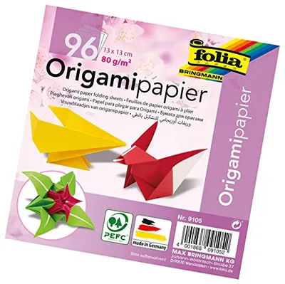 Produktbild von folia Origami-Faltblätter 130 x 130 mm farbig sortiert 96 Blatt