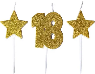 Produktbild von Geburtstagskerzen „18“ mit Sternen – GoParty