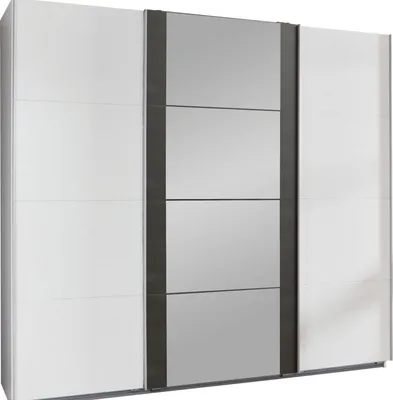 Produktbild von Schwebetürenschrank Bern Kleiderschrank Ausführung wählbar,Weiß / Raw Steel,270x64x236cm