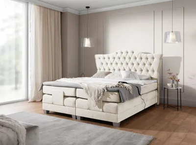 Produktbild von Boxspringbett Elektrisch Bett FAUSTO 140x200cm in Stoff Wind Creme