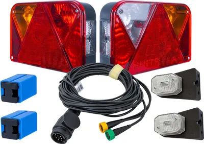 Produktbild von Lichtset: DOBPLAST DPT35 Rückleuchten + ASPÖCK FLEXIPOINT I Seitenmarkierungsleuchten + MANTES 5,2m 13PIN Kabelbaum