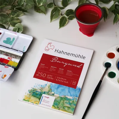 Produktbild von Hahnemühle Burgund Aquarellblock - 250 g/m² - matt - 36 x 48 cm - 20 Blatt