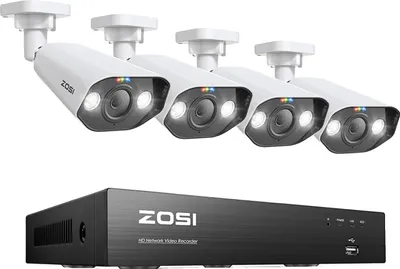Immagine prodotto di Sistema di telecamere CCTV PoE ZOSI, risoluzione 8 MP, supporto per audio bidirezionale, 4 telecamere da 8 MP, Nessuno
