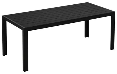 Produktbild von Gartentisch - Aluminium-Gartentisch mit WPC-Tischplatte | Farbe: Schwarz | Abmessungen: 84,5x190x72 cm