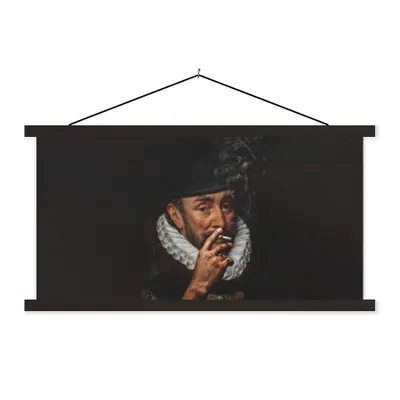 Produktbild von MuchoWow® Textilposter Kunst - Wilhelm von Oranien - Zigarette 60x30 cm mit schwarzem Rahmen - Textilien