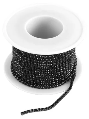 Strass-Versierung 10m x 2mm, grau, Kristallkette zum Nähen & Basteln