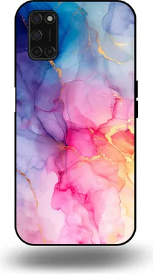 Produktbild von Smartphonica Handytasche passend für OPPO A52 / A72 4G / A92 mit Marmordruck - TPU Rückseitenschutzhülle Marmordesign - Regenbogen