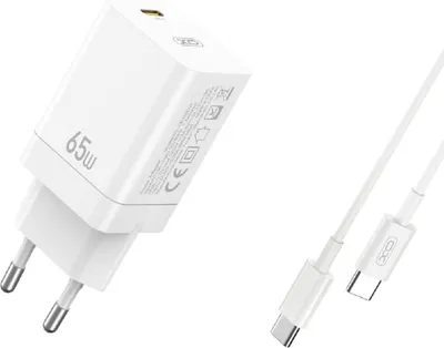 Immagine prodotto di XO Caricatore da parete Caricatore per telefoni cellulari 65W GaN Caricatore rapido Bianco USB-C a USB-C