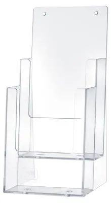 Produktbild von Tischprospekthalter „the helpdesk“ 2 x 1/3 DIN A4, glasklar | Glasklarer Prospektständer mit 2 Fächern für Flyer