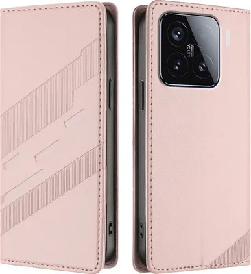 Produktbild von Hülle für Xiaomi 15, Kunstleder Brieftaschen Handyhülle mit Kartenfach und Standfunktion Pink