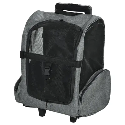 Produktbild von 2-in-1 Hundetrolley,Haustierrucksack,Transporttasche,ausziehbarer Griff,42x25x55cm,atmungsaktiv, Oxfordstoff, mit Tür und Fenster