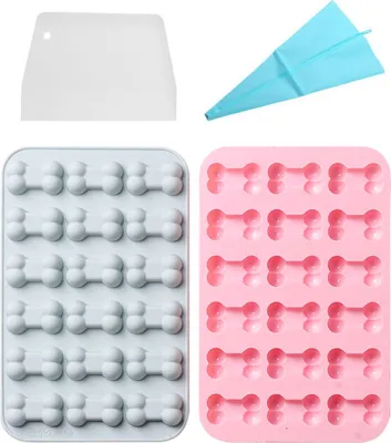 Image de 2 Moules en silicone pour os de chien avec 7 cavités, Moule à pâtisserie,  pour la gelée, les bonbons, le chocolat, les glaçons, Peut faire des biscuits pour chiens