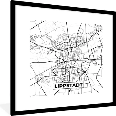 Produktbild von MuchoWow® Gerahmtes Poster Karte - Lippstadt - Karte - Stadtplan 40x40 cm - Poster mit Schwarzem Bilderrahmen Wandposter Rahmen Foto Bilder - Poster - Plakat im Rahmen