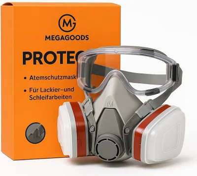 Immagine prodotto di Maschera respiratoria 7in1 con occhiali Filtro per lavori di verniciatura e levigatura IT.