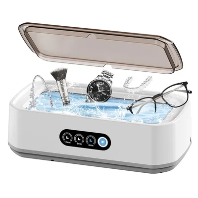 Produktbild von Ultraschallreiniger 49 kHz, tragbar, für Schmuck, Brillen & Make-up-Pinsel – Hochfrequenz Ultraschallreinigungsgerät, Weiß
