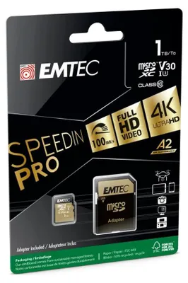 Produktbild von Emtec ECMSDM1TXC10SP, 1 TB, MicroSDXC, Klasse 10, UHS-I, 100 MB/s, 100 MB/s