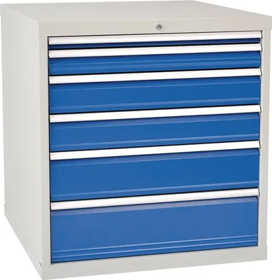 Produktbild von Schubladenschrank H1019xB1005xT736mm lichtgrau/signalblau 6 Schubl.Voll.Bedrunka