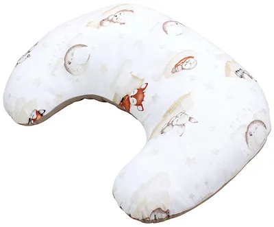 Produktbild von TupTam Baby Stillkissen Klein mit Baumwoll-Bezug, Farbe: Schlafende Baby Tiere / Beige