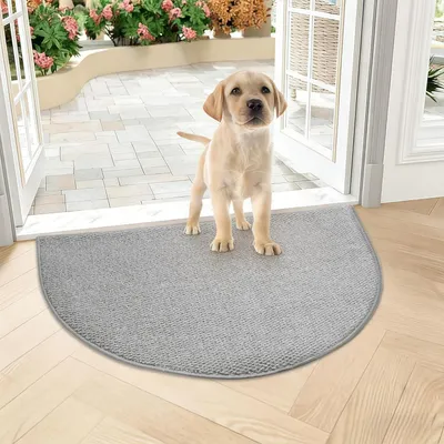 Productafbeelding van Schoonloopmat, halvemaanvorm, grijs, 70x100 cm, polyester, antislip, wasbaar
