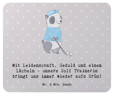Produktbild von Mr. & Mrs. Panda Mouse Pad Golf Trainerin Leidenschaft - Grau Pastell - Geschenk, Golftipps, Golfunterricht, Danksagung, Sportarten, mousematte, Mauspad, Lächeln, laptop