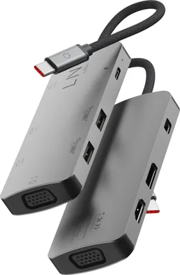 Produktbild von LINQ 7in1 4K Triple Display HDMI Adapter with PD and Peripheral Ports, Kabelgebunden, USB 3.2 Gen 1 (3.1 Gen 1) Type-C, 100 W, Schwarz, 4K Ultra HD, 3840 x 2160 Pixel