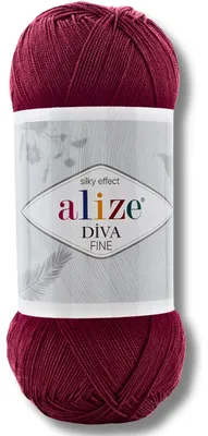 Image de Alize 1x 100g Diva Fine, fil uni, idéal pour le crochet et le tricot (bordeaux - 57)