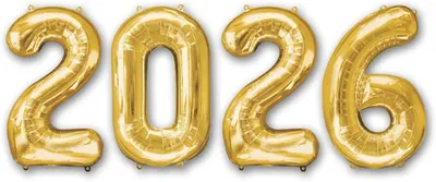 Zdjęcie produktu dla Balon z numerem "2026", złoty, 36 cm, do dekoracji noworocznych