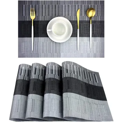 Produktbild von 4er Set Abwischbare Tischsets – Wasser- & Ölbeständige Platzdeckchen für Restaurant & Küche, Hitzebeständig, Grau