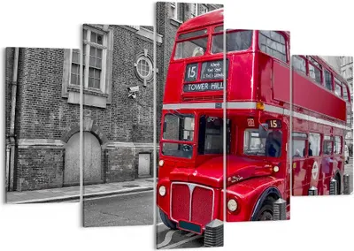 Produktbild von Bild auf Leinwand - Leinwandbild - Bus Denkmal London Geschichte - 150x100cm - Wand Bild - Wanddeko - Leinwanddruck - Bilder - Kunstdruck - Leinwand bilder - Wandkunst - EA150x100-2673