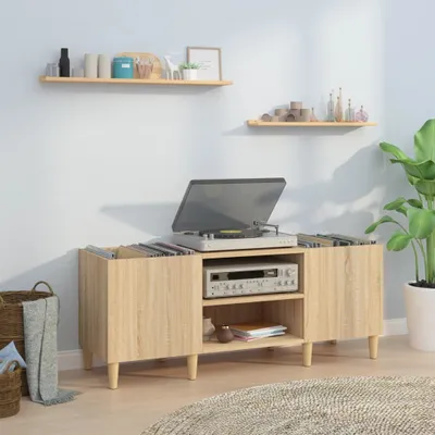 Produktbild von "2026 Promotion" Schallplattenschrank Sonoma-Eiche 121x38x48 cm - Holzwerkstoff - Nachtkonsole CC29707