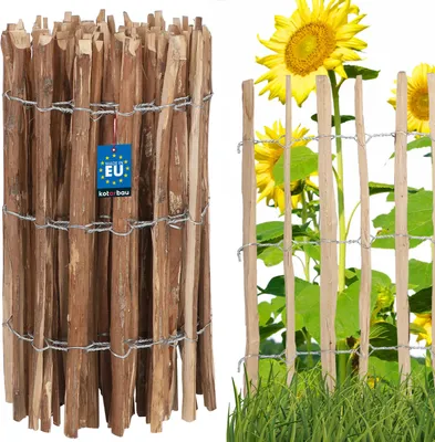 Produktbild von KOTARBAU® Staketenzaun Rollzaun 5m aus Haselnusslatten für Pflanzen und Rasen 70 cm Kastanienzaun aus Haselnuss Holzzaun Gartenzaun Staketenabstand 3 - 4 cm