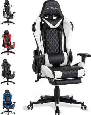 Produktbild von FOXSPORT Gaming Stuhl Ergonomisch-Schreibtischstuhl-Höhenverstellbar Bürostuhl-Computerstuhl für Erwachsene Mädchen Junge-Chefsessel-Drehstuhl-Weiß