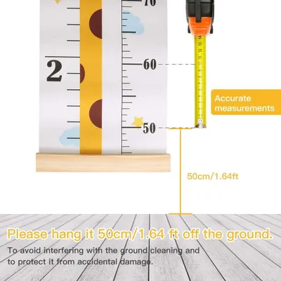 Produktbild von Wachstumstabelle für Kinder, abnehmbares Wandlineal, Leinwand und Holz, Giraffenmotiv