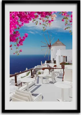 Produktbild von Bild - Bilderrahmen - 50 cm x 70 cm - MDF - Rahmen - Wandkunst Santorini Griechenland